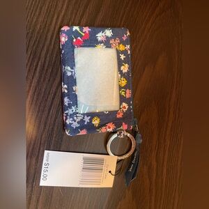 Vera Bradley Navy Floral ID Holder with Keychain